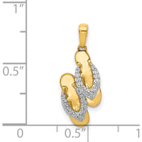 14K Yellow Gold and White Rhodium Diamond Flip Flops Charm - 0.07 Carat Total Diamond Weight by Monteluci Fine Jewelry