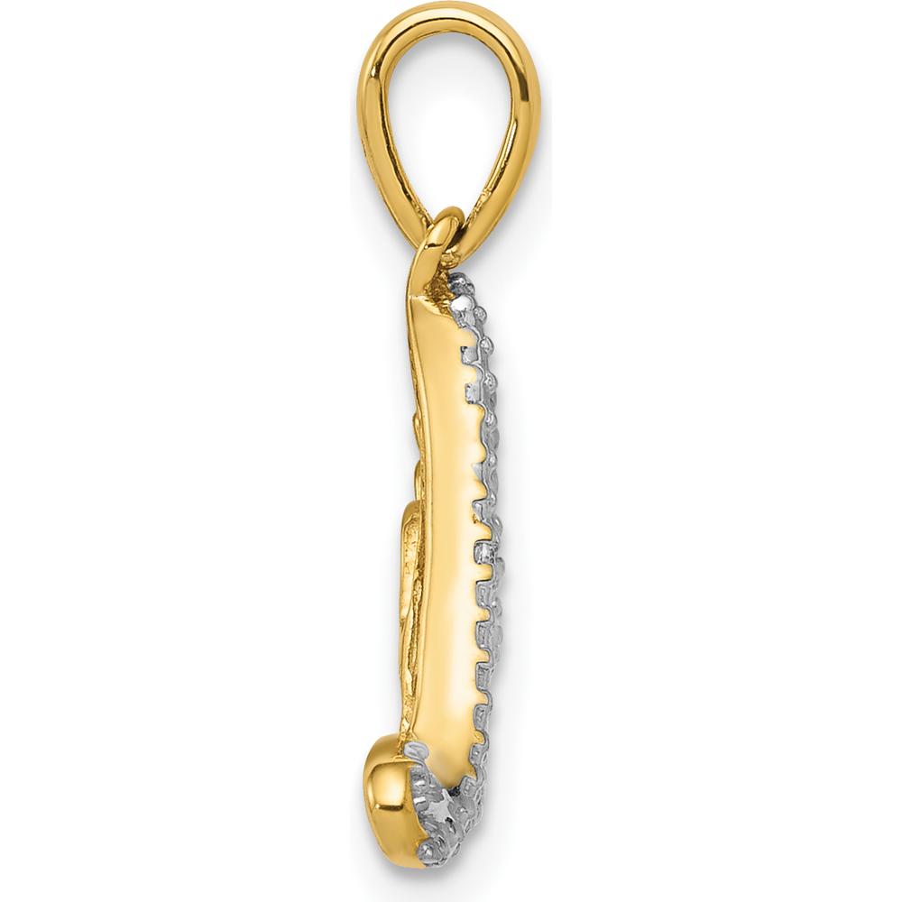 14K Yellow Gold and White Rhodium Diamond LOVE Script Pendant - 0.003 Carat Diamond Weight by Monteluci Fine Jewelry