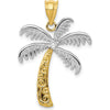 14K Yellow Gold and White Rhodium Diamond Palm Tree Pendant - 0.020 Carat Total Diamond Weight by Oro Pregiato