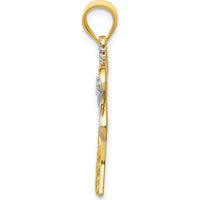 14K Yellow Gold and White Rhodium Diamond Palm Tree Pendant - 0.020 Carat Total Diamond Weight by Oro Pregiato