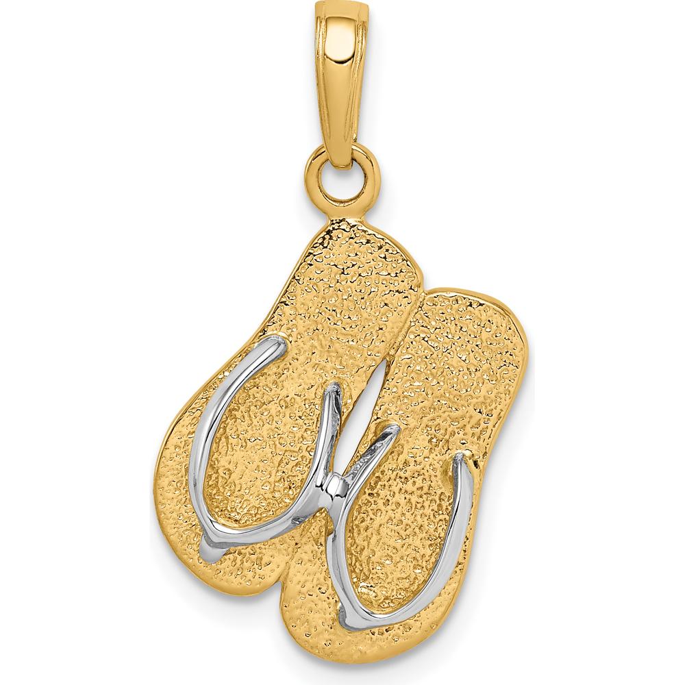 14K Yellow Gold and White Rhodium Double Flip-Flop Pendant with Textured Detail by Oro Pregiato