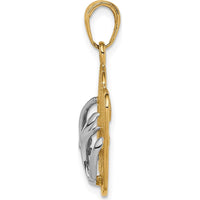 14K Yellow Gold and White Rhodium Double Flip-Flop Pendant with Textured Detail by Oro Pregiato