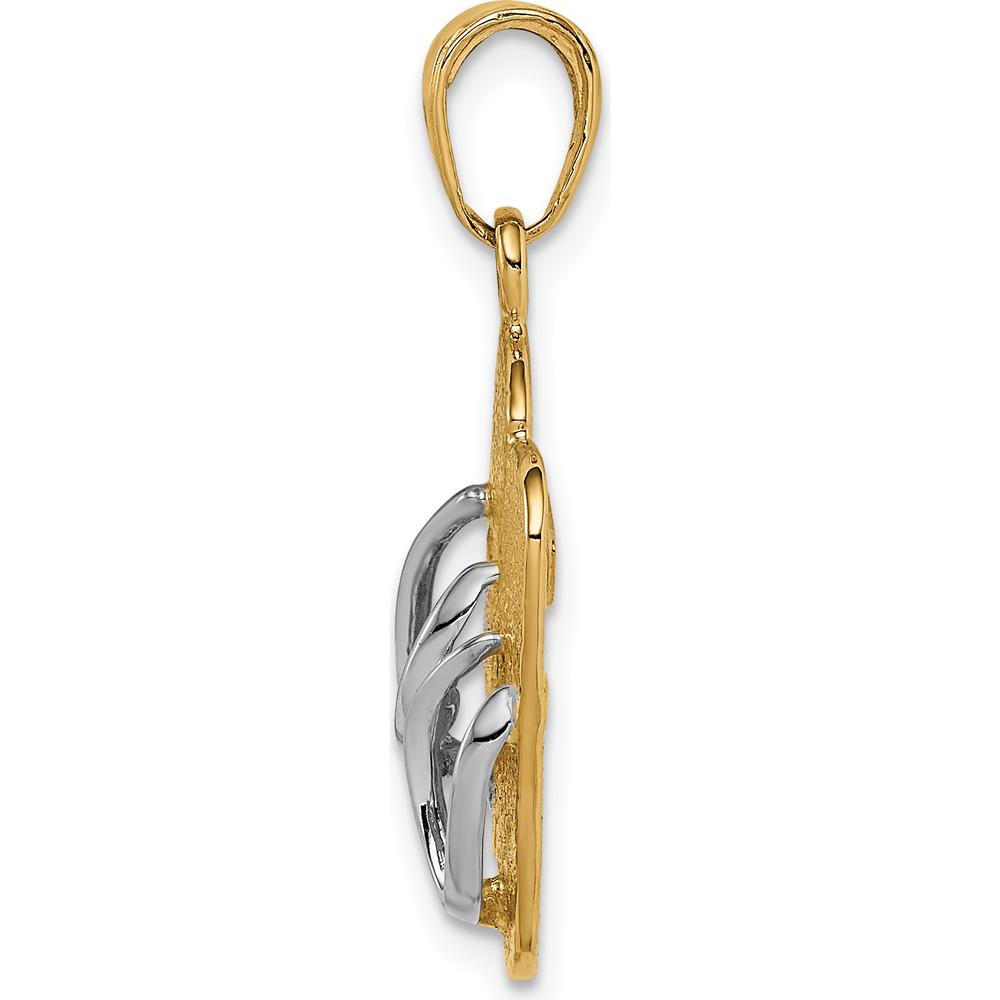 14K Yellow Gold and White Rhodium Double Flip-Flop Pendant with Textured Detail by Oro Pregiato