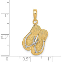 14K Yellow Gold and White Rhodium Double Flip-Flop Pendant with Textured Detail by Oro Pregiato