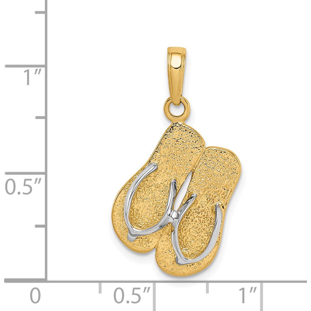 14K Yellow Gold and White Rhodium Double Flip-Flop Pendant with Textured Detail by Oro Pregiato