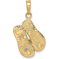 14K Yellow Gold and White Rhodium Double Flip-Flop Pendant with Textured Detail by Oro Pregiato