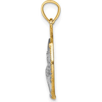14K Yellow Gold and White Rhodium Eagle in Circle Pendant by Oro Pregiato