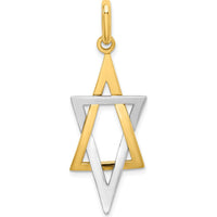 14K Yellow Gold and White Rhodium Elongated Star of David Charm by Oro Pregiato