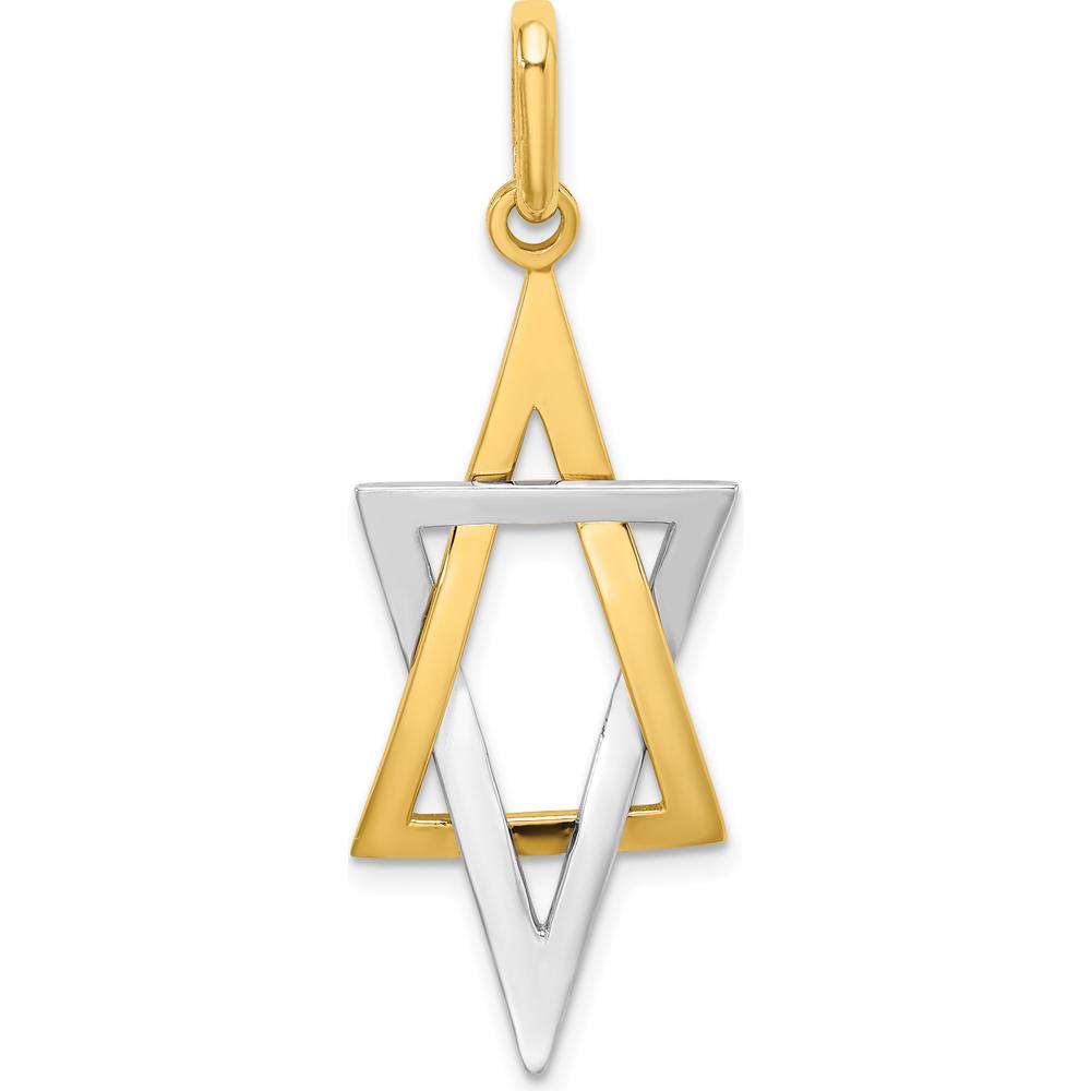 14K Yellow Gold and White Rhodium Elongated Star of David Charm by Oro Pregiato