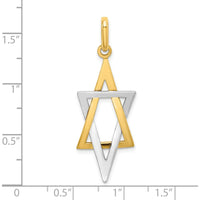 14K Yellow Gold and White Rhodium Elongated Star of David Charm by Oro Pregiato
