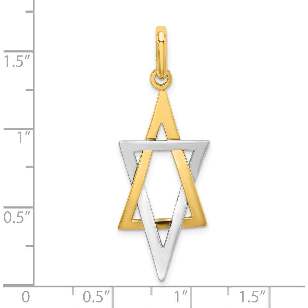 14K Yellow Gold and White Rhodium Elongated Star of David Charm by Oro Pregiato