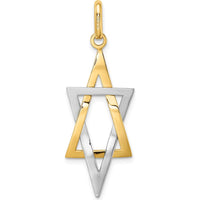 14K Yellow Gold and White Rhodium Elongated Star of David Charm by Oro Pregiato