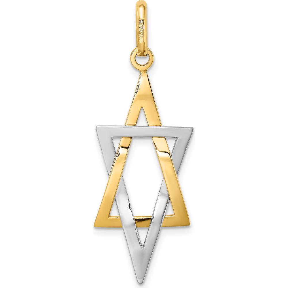 14K Yellow Gold and White Rhodium Elongated Star of David Charm by Oro Pregiato