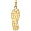 14K Yellow Gold and White Rhodium Enameled Flip Flop Pendant with Floral Accents - Tropical Beach Jewelry by Oro Pregiato