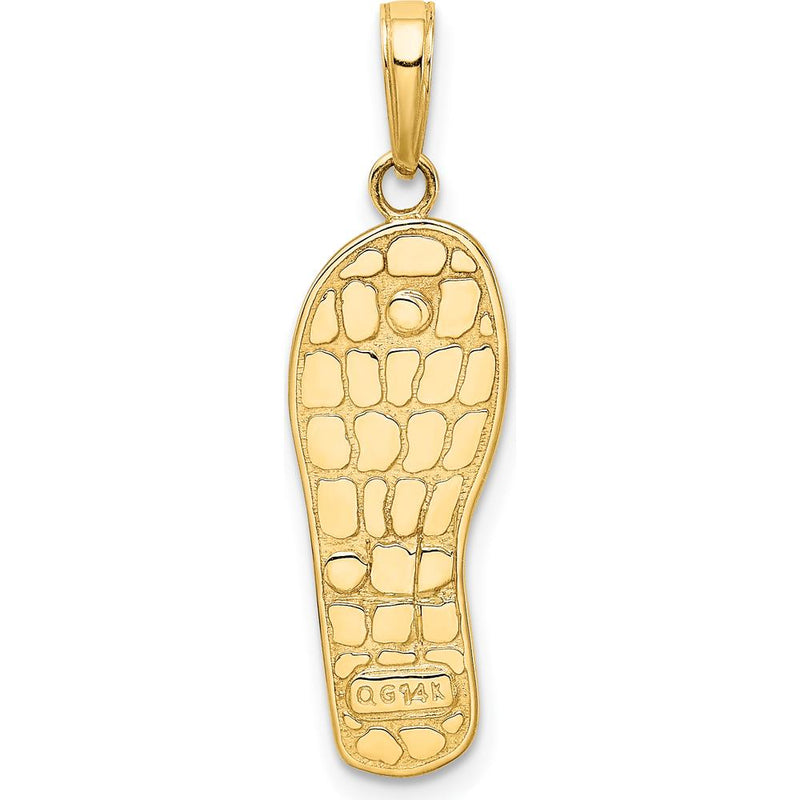 14K Yellow Gold and White Rhodium Enameled Flip Flop Pendant with Floral Accents - Tropical Beach Jewelry by Oro Pregiato