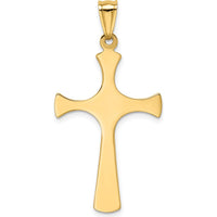 14K Yellow Gold and White Rhodium Fancy Cross Pendant - Elegant Design with Polished Back - 39mm Length by Oro Pregiato