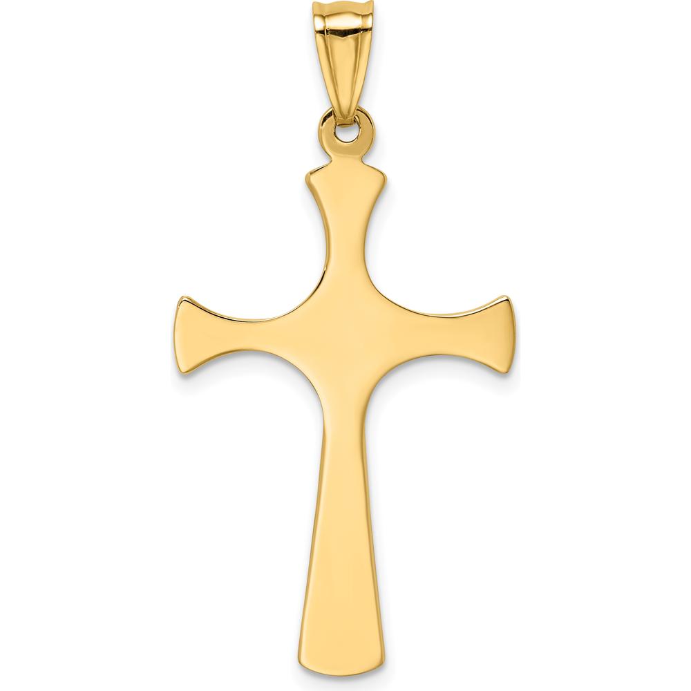 14K Yellow Gold and White Rhodium Fancy Cross Pendant - Elegant Design with Polished Back - 39mm Length by Oro Pregiato