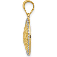 14K Yellow Gold and White Rhodium Filigree Circle Pendant - 19mm Length, 16mm Width by Oro Pregiato