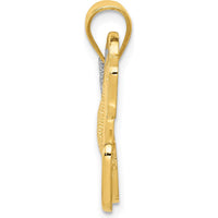 14K Yellow Gold and White Rhodium Filigree Horse Pendant - 29mm Width by Oro Pregiato