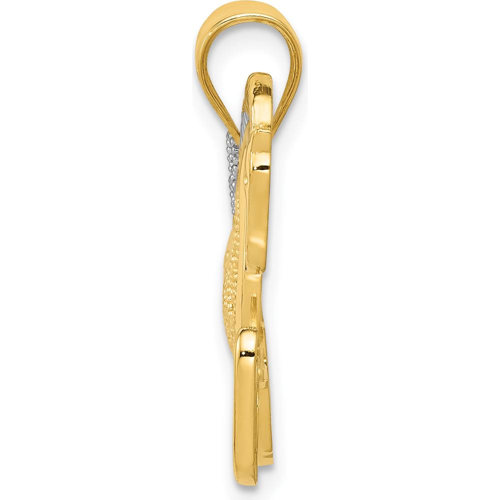 14K Yellow Gold and White Rhodium Filigree Horse Pendant - 29mm Width by Oro Pregiato