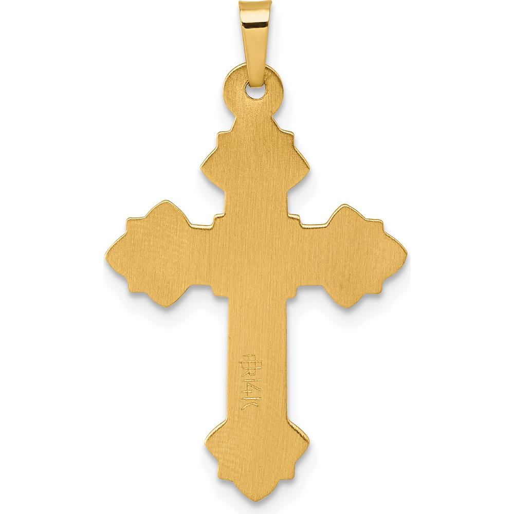 14K Yellow Gold and White Rhodium Fleur de Lis INRI Crucifix Cross Pendant - 36.3mm Length by Oro Pregiato