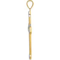 14K Yellow Gold and White Rhodium Greek Key Cross Pendant - 53mm in Length by Oro Pregiato