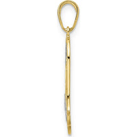 14K Yellow Gold and White Rhodium Hamsa Pendant with Diamond-Cut Texture by Oro Pregiato