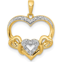 14K Yellow Gold and White Rhodium Heart Pendant with Round Diamonds - 0.03 Carat Total Diamond Weight by Monteluci Fine Jewelry