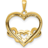 14K Yellow Gold and White Rhodium Heart Pendant with Round Diamonds - 0.03 Carat Total Diamond Weight by Monteluci Fine Jewelry