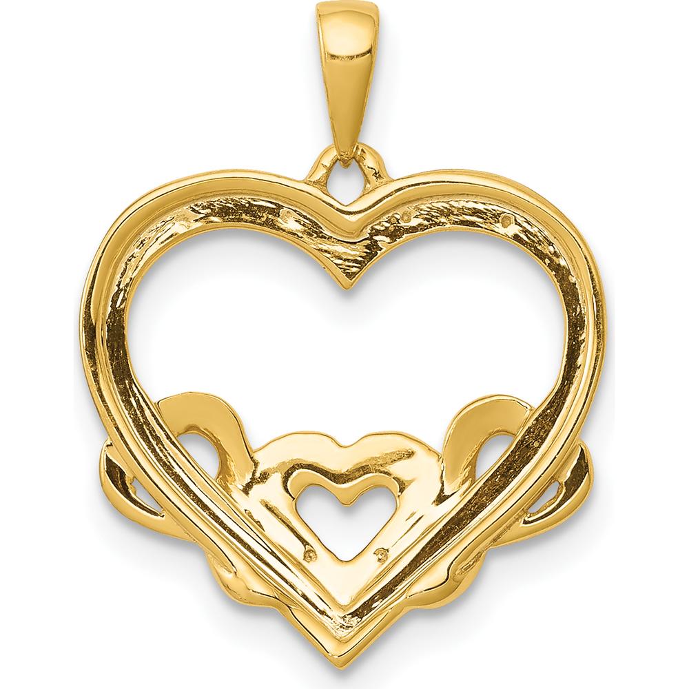 14K Yellow Gold and White Rhodium Heart Pendant with Round Diamonds - 0.03 Carat Total Diamond Weight by Monteluci Fine Jewelry
