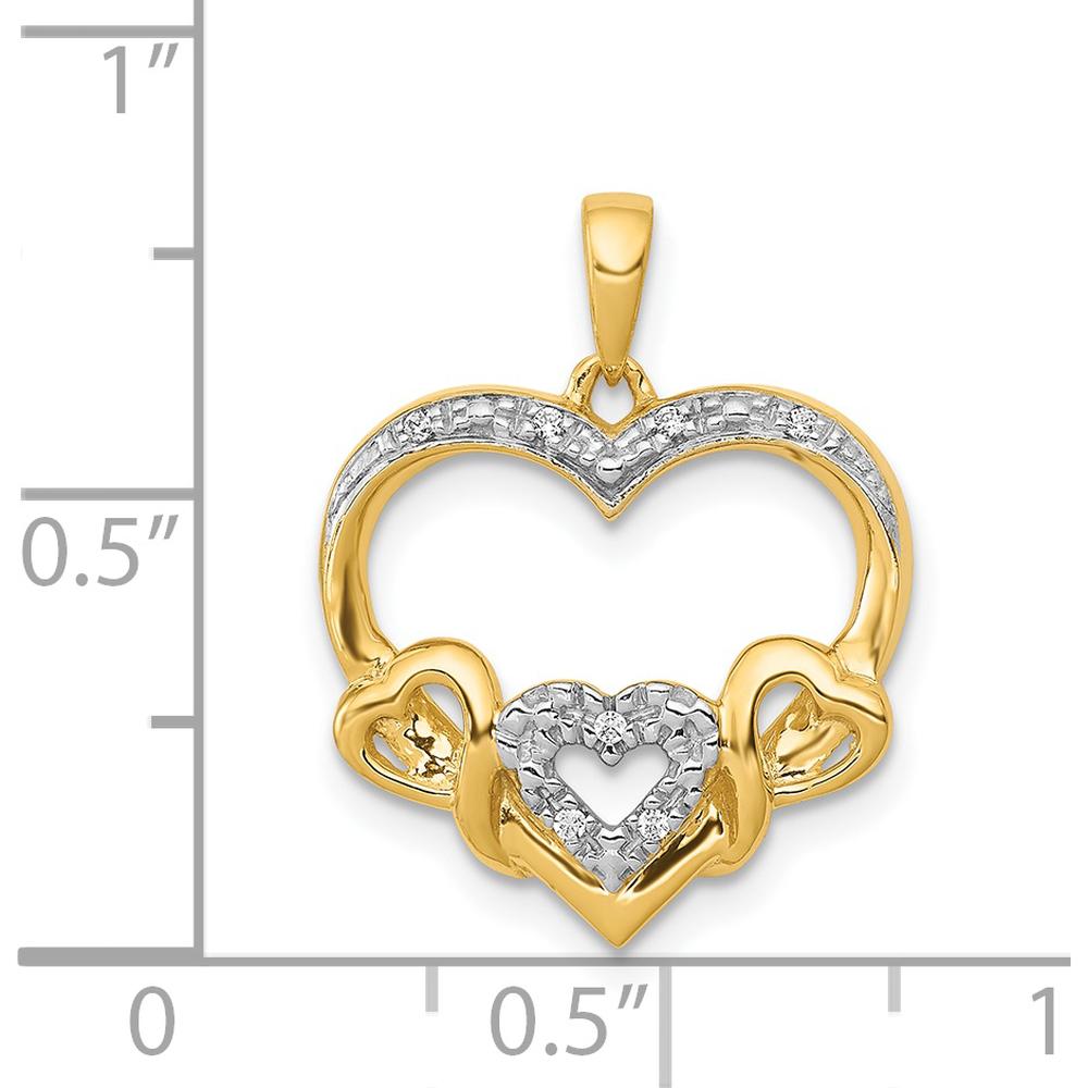 14K Yellow Gold and White Rhodium Heart Pendant with Round Diamonds - 0.03 Carat Total Diamond Weight by Monteluci Fine Jewelry