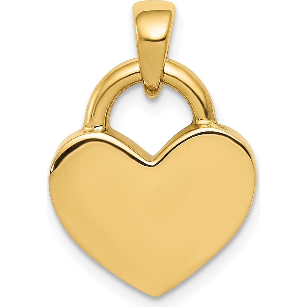14K Yellow Gold & White Rhodium Hollow Polished 3D Reversible Heart Charm Pendant by Oro Pregiato