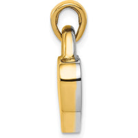 14K Yellow Gold & White Rhodium Hollow Polished 3D Reversible Heart Charm Pendant by Oro Pregiato