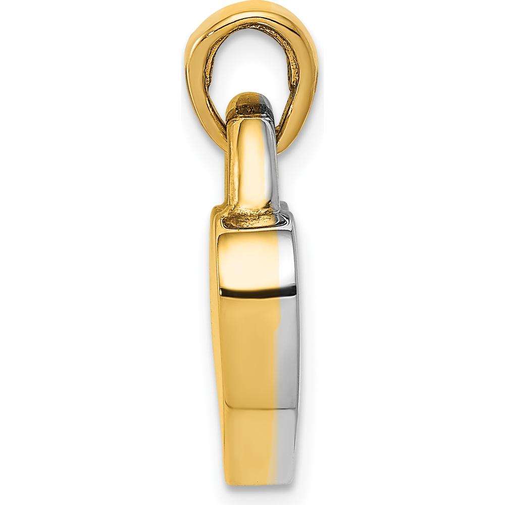 14K Yellow Gold & White Rhodium Hollow Polished 3D Reversible Heart Charm Pendant by Oro Pregiato