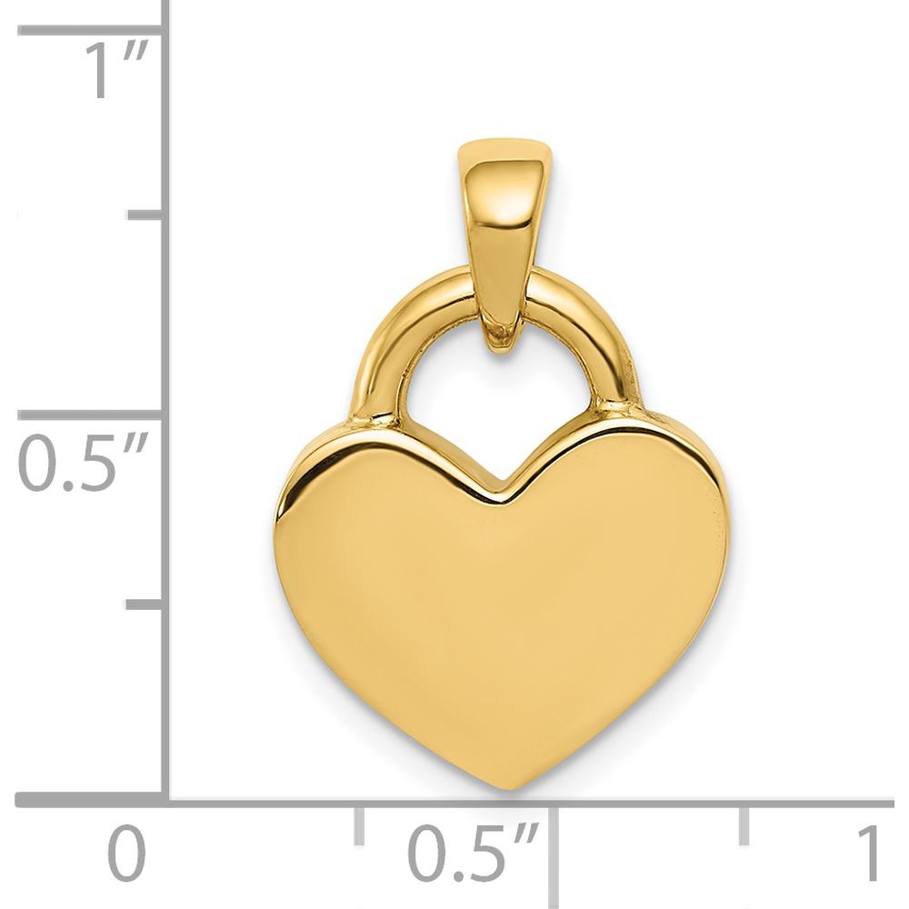 14K Yellow Gold & White Rhodium Hollow Polished 3D Reversible Heart Charm Pendant by Oro Pregiato