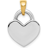 14K Yellow Gold & White Rhodium Hollow Polished 3D Reversible Heart Charm Pendant by Oro Pregiato