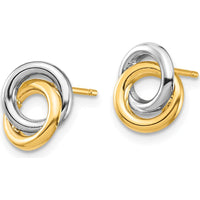14K Yellow Gold & White Rhodium Interlocking Circle Post Earrings - Modern Polished Design by Oro Pregiato
