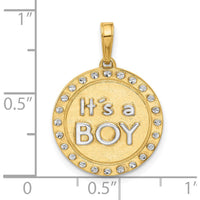 14K Yellow Gold and White Rhodium "It's a Boy" Diamond-Cut Pendant by Oro Pregiato