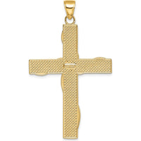 14K Yellow Gold and White Rhodium Large "HOPE FAITH LOVE BELIEVE" Cross Pendant by Oro Pregiato