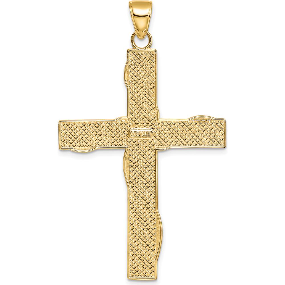 14K Yellow Gold and White Rhodium Large "HOPE FAITH LOVE BELIEVE" Cross Pendant by Oro Pregiato