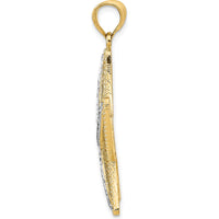 14K Yellow Gold and White Rhodium Large Starfish Pendant with Diamond-Cut Texture by Oro Pregiato
