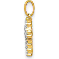 14K Yellow Gold and White Rhodium Latin Cross Pendant with 0.10 Carat Total Round Diamonds by Monteluci Fine Jewelry