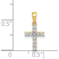 14K Yellow Gold and White Rhodium Latin Cross Pendant with 0.10 Carat Total Round Diamonds by Monteluci Fine Jewelry