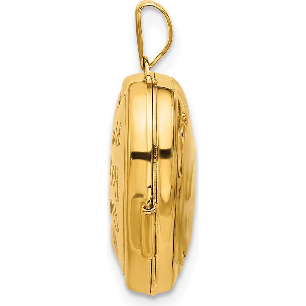 14K Yellow Gold and White Rhodium Lock and Key Reversible Heart Locket Pendant with Space for Two Heart-Shaped Photos by Oro Pregiato