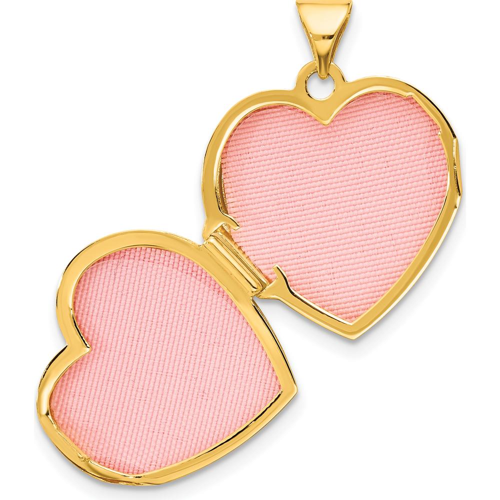 14K Yellow Gold and White Rhodium Lock and Key Reversible Heart Locket Pendant with Space for Two Heart-Shaped Photos by Oro Pregiato