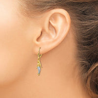 14K Yellow Gold and White Rhodium Mermaid Drop Earrings with Leverback Closure by 0