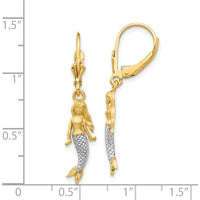 14K Yellow Gold and White Rhodium Mermaid Drop Earrings with Leverback Closure by 0