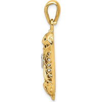 14K Yellow Gold and White Rhodium Mezuzah Pendant with Shin Charm by Oro Pregiato