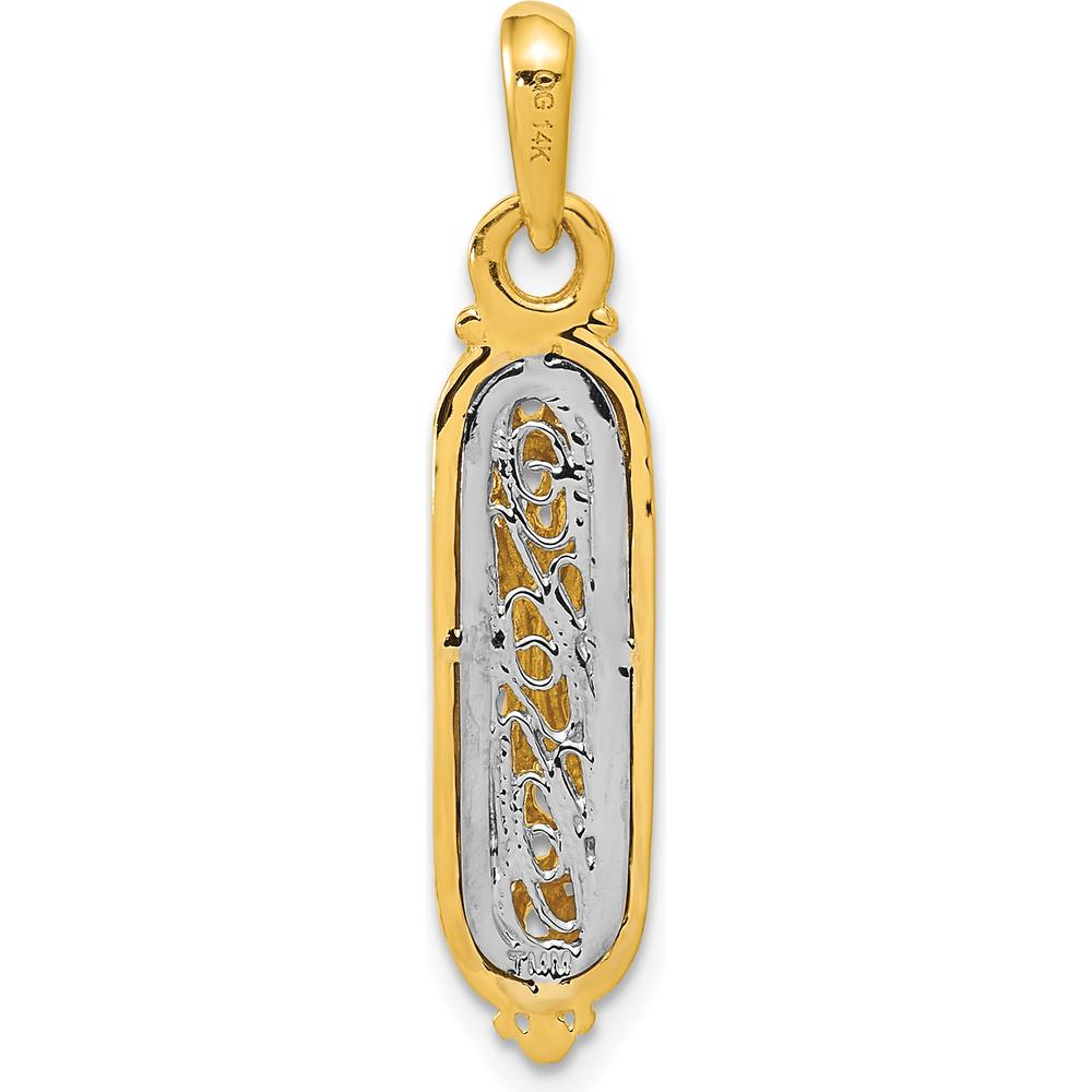 14K Yellow Gold and White Rhodium Mezuzah Pendant with Shin Charm by Oro Pregiato