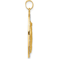 14K Yellow Gold and White Rhodium Miraculous Medal Oval Pendant - 33mm Length by Oro Pregiato